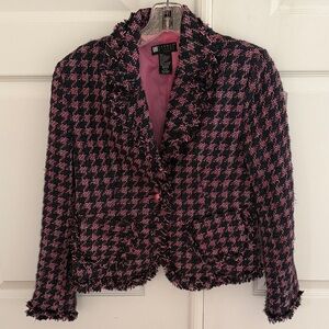 Carroll Little Pink and Black Checkered Blazer